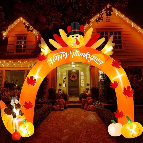 12FT Giant Turkey Arch Inflatable, Thanksgiving Fall Harvest