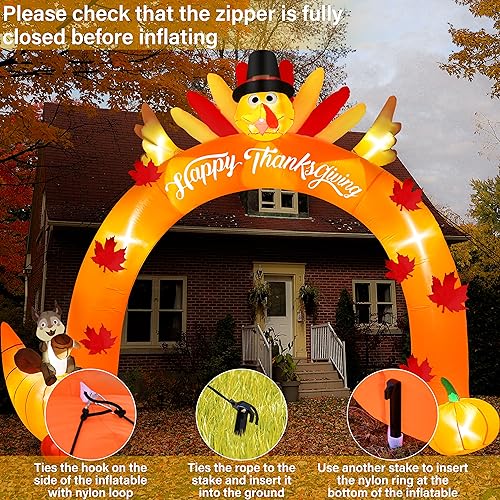 12FT Giant Turkey Arch Inflatable, Thanksgiving Fall Harvest