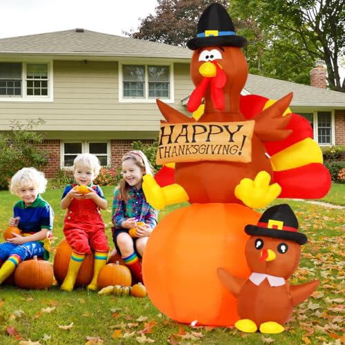 6 FT Thanksgiving Inflatable Turkey Yard Decoration