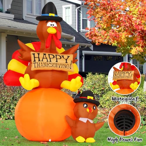 6 FT Thanksgiving Inflatable Turkey Yard Decoration