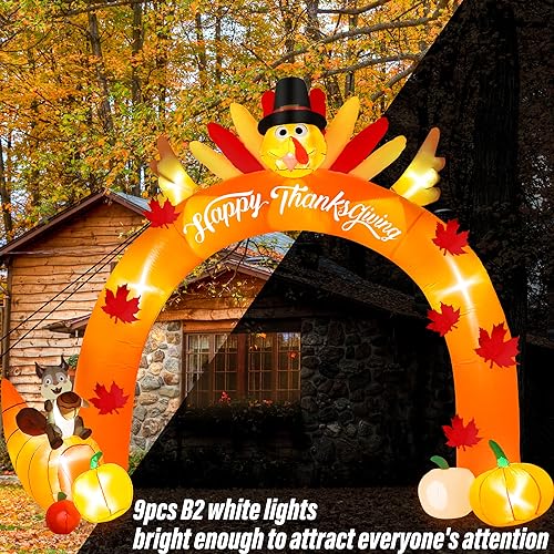 12FT Giant Turkey Arch Inflatable, Thanksgiving Fall Harvest