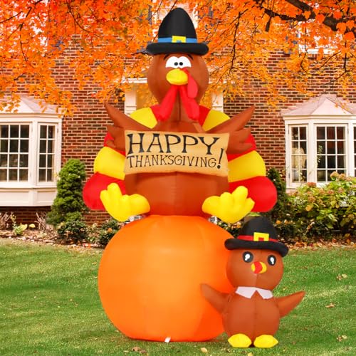 6 FT Thanksgiving Inflatable Turkey Yard Decoration