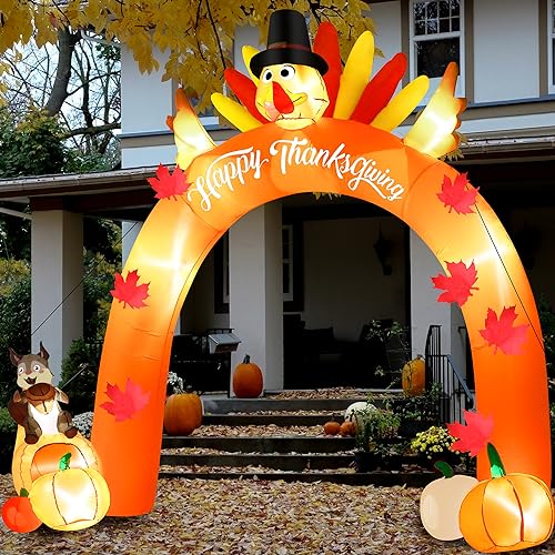 12FT Giant Turkey Arch Inflatable, Thanksgiving Fall Harvest