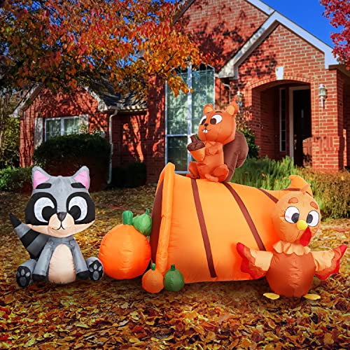 7FT Woodland Animals with Cornucopia Inflatable for Thanksgiving