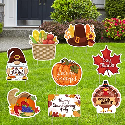 Thanksgiving Yard Signs - Give Thanks Turkey Decor