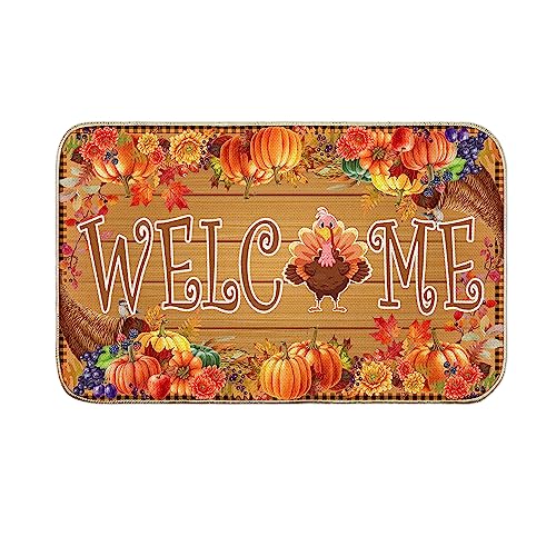 Turkey Welcome Doormat: Thanksgiving Outdoor Décor 17”x29”