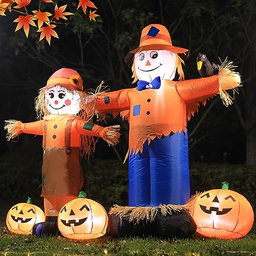 Thanksgiving Harvest Inflatable Scarecrow with LED Lights