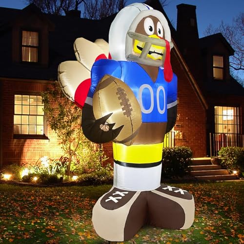 8ft Football Turkey Inflatables with LED Lights, Stakes