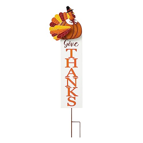 Thanksgiving 36" Metal Turkey Yard Stake and Welcome Sign