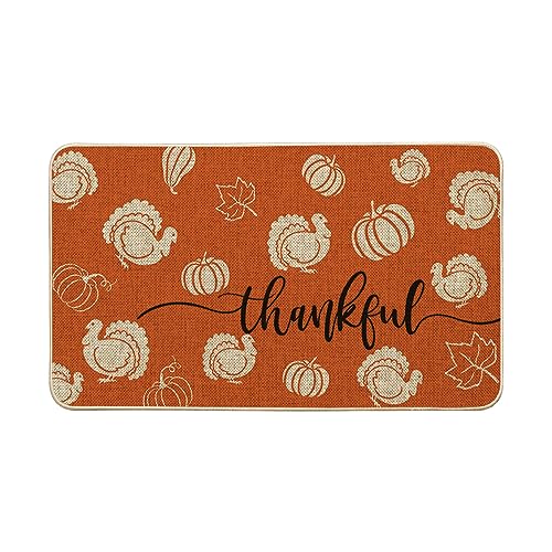 Turkey Pumpkin Leaves Thanksgiving Doormat, Thanksful Home Decor