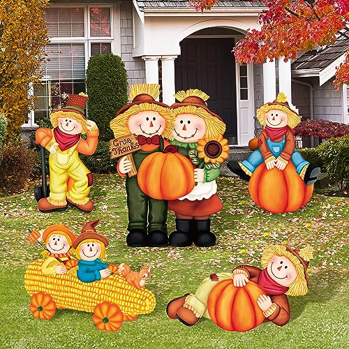 5PCS Yard Signs - Thanksgiving Fall Scarecrow Decor