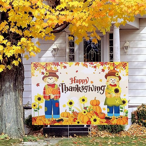 Happy Thanksgiving Outdoor Scarecrow Decoration, 25 x 16 Inch