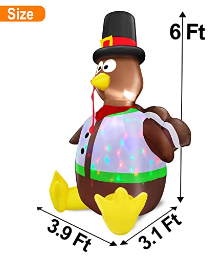 6 Ft Tall Thanksgiving Inflatable Turkey Outdoor Decor