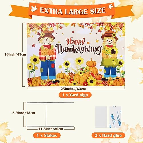 Happy Thanksgiving Outdoor Scarecrow Decoration, 25 x 16 Inch