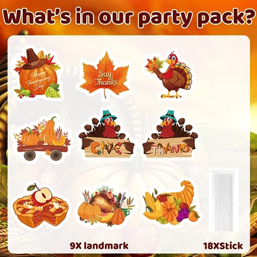 9-Piece Yard Signs: Festive Maple Turkey Party Decorations