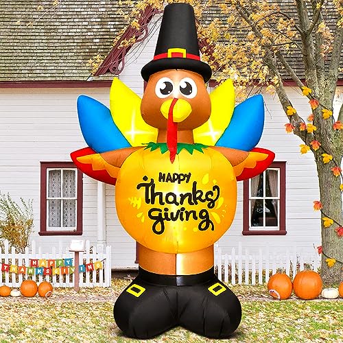 Thanksgiving Inflatable Turkey with LED Lights - 8FT