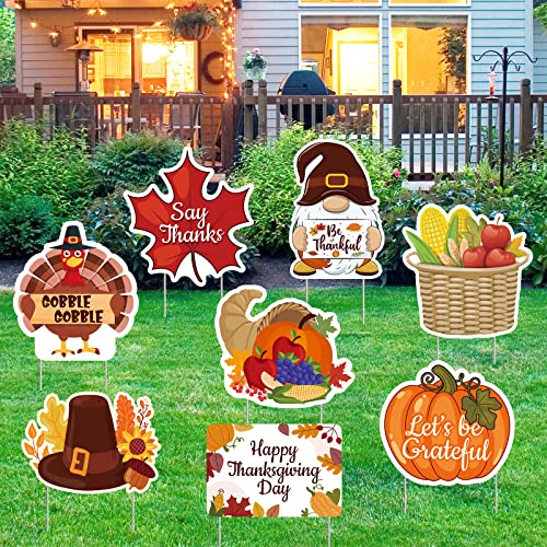 Thanksgiving Yard Signs - Give Thanks Turkey Decor