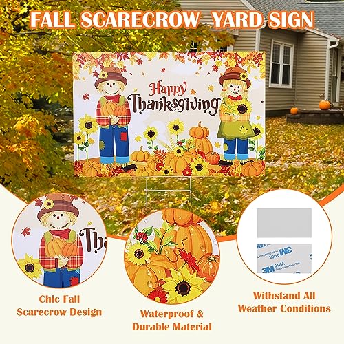 Happy Thanksgiving Outdoor Scarecrow Decoration, 25 x 16 Inch