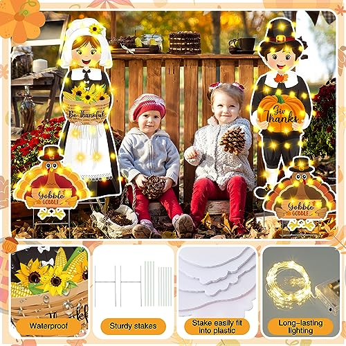 Thanksgiving Yard Sign Set with LED Lights