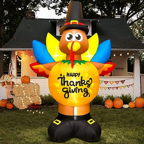 Thanksgiving Inflatable Turkey with LED Lights - 8FT
