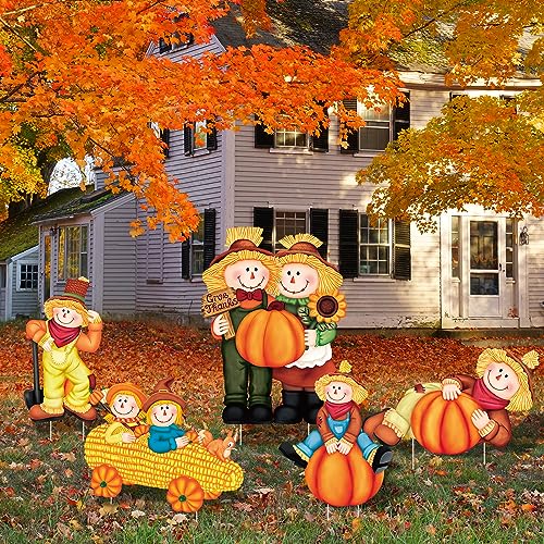 5PCS Yard Signs - Thanksgiving Fall Scarecrow Decor