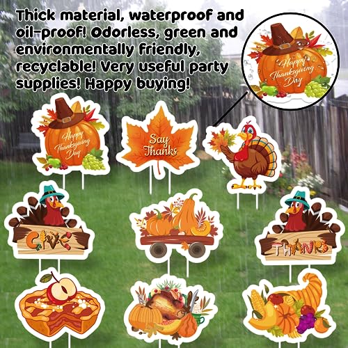 9-Piece Yard Signs: Festive Maple Turkey Party Decorations