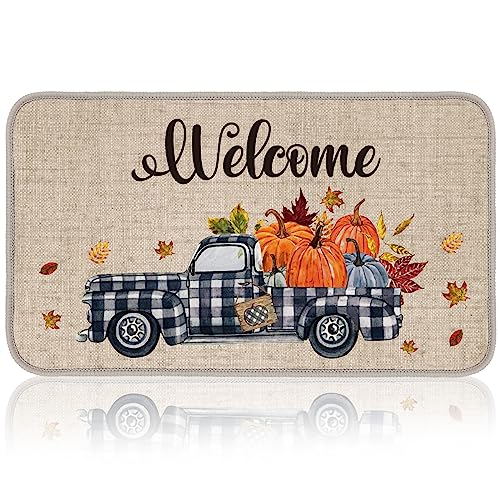 Thanksgiving Snowflake Pumpkin Door Mat
