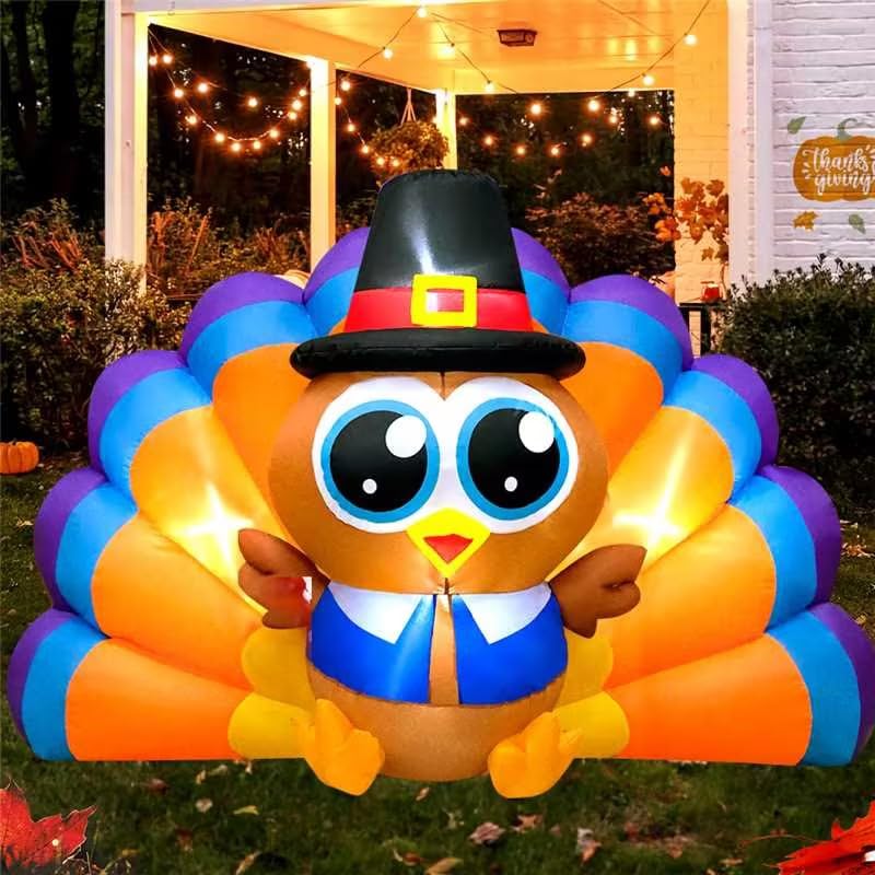 6.3 FT Colorful Thanksgiving Inflatable Turkey Décor