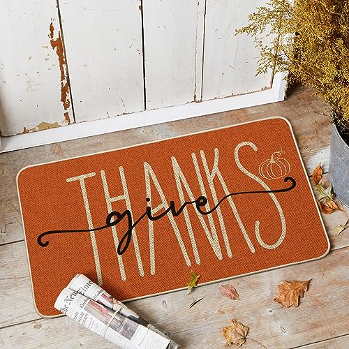 Give Thanks Pumpkin Welcome Doormat: Seasonal Fall Decor