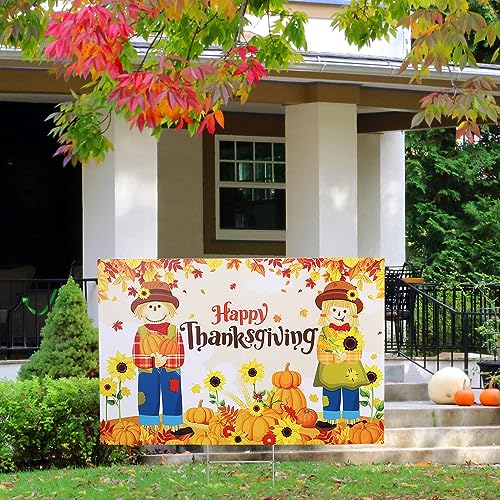 Happy Thanksgiving Outdoor Scarecrow Decoration, 25 x 16 Inch