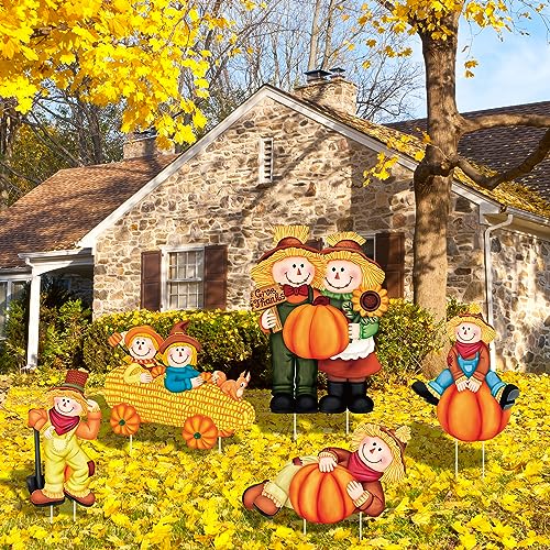 5PCS Yard Signs - Thanksgiving Fall Scarecrow Decor