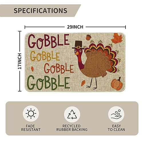 Thanksgiving Gobble Turkey Doormat - Indoor/Outdoor 17x29