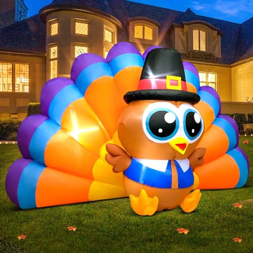 6.3 FT Colorful Thanksgiving Inflatable Turkey Décor
