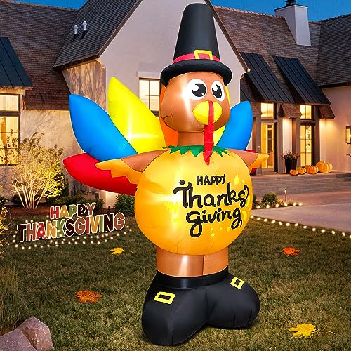 Thanksgiving Inflatable Turkey with LED Lights - 8FT