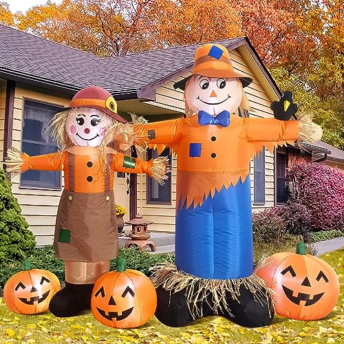 Thanksgiving Harvest Inflatable Scarecrow with LED Lights