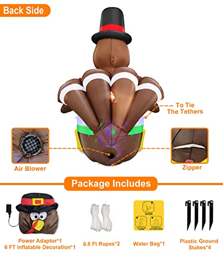 6 Ft Tall Thanksgiving Inflatable Turkey Outdoor Decor