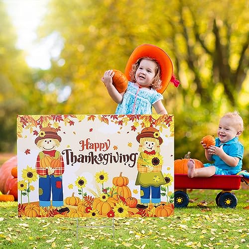 Happy Thanksgiving Outdoor Scarecrow Decoration, 25 x 16 Inch