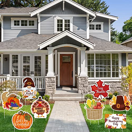 Thanksgiving Yard Signs - Give Thanks Turkey Decor