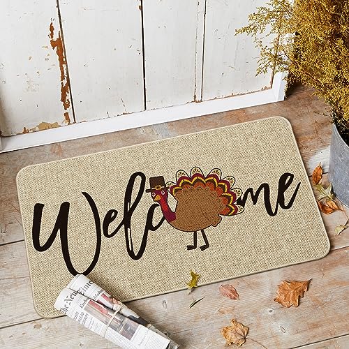 Welcome Turkey Thanksgiving Decorative Doormat - 17x29