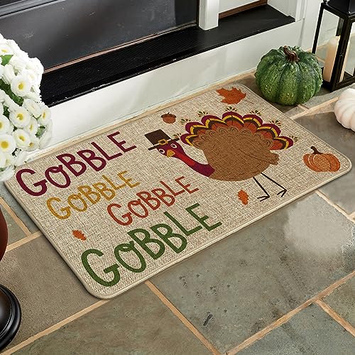 Thanksgiving Gobble Turkey Doormat - Indoor/Outdoor 17x29
