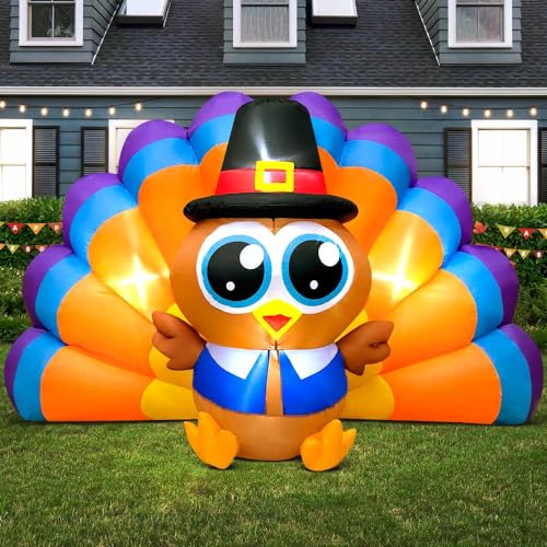 6.3 FT Colorful Thanksgiving Inflatable Turkey Décor