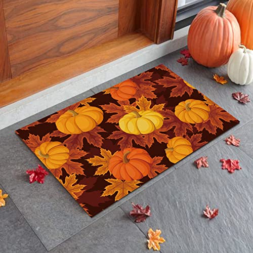 Thanksgiving Welcome Doormat: Maple Leaf Pumpkin Floor Mat
