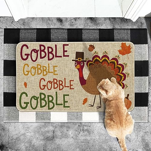 Thanksgiving Gobble Turkey Doormat - Indoor/Outdoor 17x29