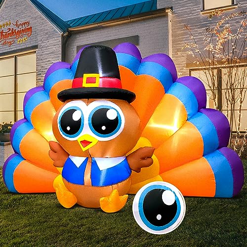 6.3 FT Colorful Thanksgiving Inflatable Turkey Décor