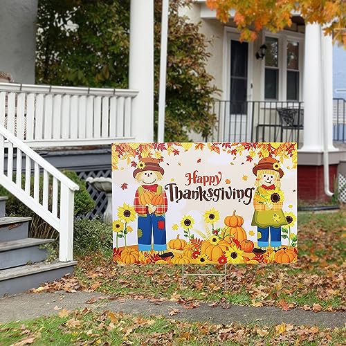 Happy Thanksgiving Outdoor Scarecrow Decoration, 25 x 16 Inch