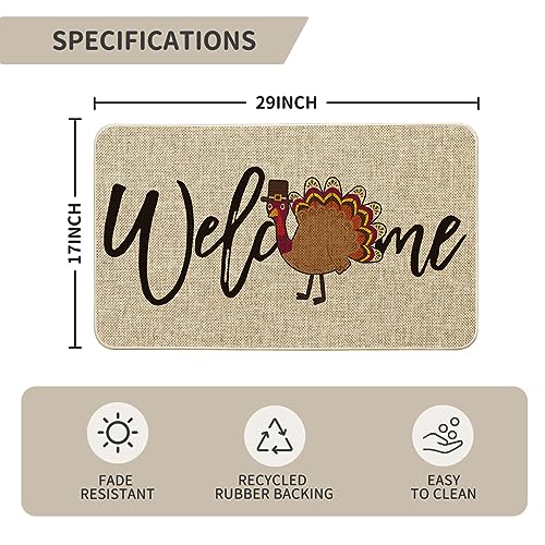Welcome Turkey Thanksgiving Decorative Doormat - 17x29