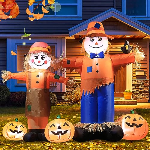 Thanksgiving Harvest Inflatable Scarecrow with LED Lights