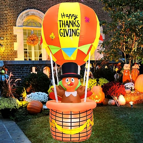 7 Ft Inflatable Turkey Riding Hot Air Balloons