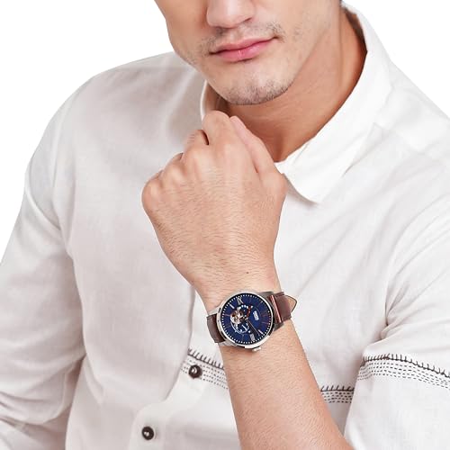 Fossil Two-Hand Skeleton Watch - Silver/Brown