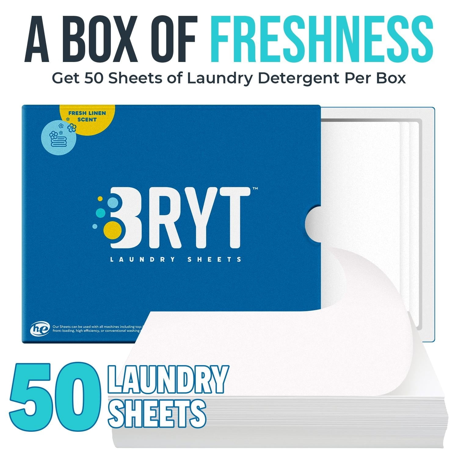 Bryt Fresh Linen Laundry Detergent Sheets (50)